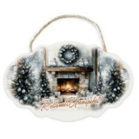 TÁBLA AKASZTHATÓ FA - 24X15CM - KELLEMES UNNEPEKET