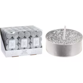   TEAMÉCSES KARÁCSONYI EZÜST GLITTERREL 8DB-OS 3,7X3,7X1,1CM