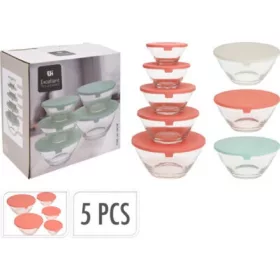 TÁROLÓ DOBOZ SZETT 5DB-OS ÜVEG 130/220/330/450/890ML 3F.