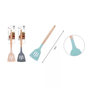 SPATULA SZŰRŐS SZILIKON + FA 32CM 3F. SZÍN