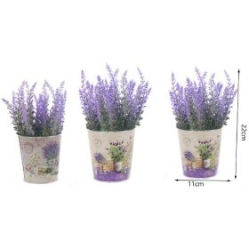 MŰVIRÁG FÉM CSEREPES LEVENDULA 22X11CM 2F.