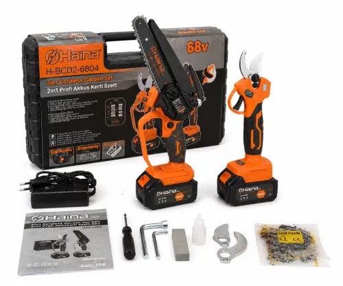 HAINA H-BCD2-6804 Akkus ágvágó láncfűrész és metszőolló szett 6 " 2 db akku 68 V