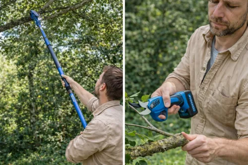 Lux Teleszkópos magassági ágvágó szett - akkus láncfűrész és metszőolló - M-9095