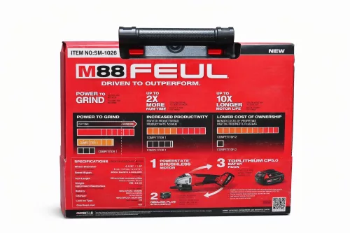 M88 FEUL Akkus Sarokcsiszoló 2881-18 – Szénkefe Nélküli Motorral, Flex Fém és Kő Vágáshoz