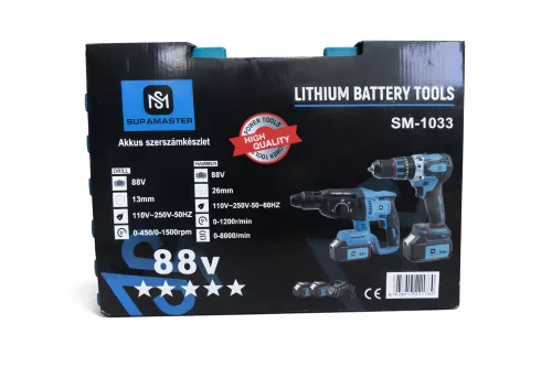 SUPAMASTER SM-1033 Akkus Fúró és Ütvefúró Szett 88V – Komplett Szerszámkészlet