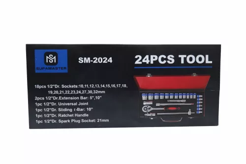 SUPAMASTER SM-2024 Dugókulcs Készlet 24 db – Alap Szerszámkészlet Szereléshez