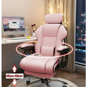   GamerElegance Gamer Szék Lábtartóval – Pink Gaming Szék Ergonomikus Kialakítással