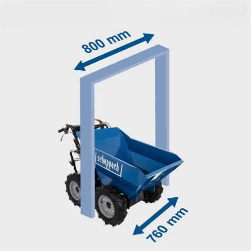 Scheppach DP 3000 - kerekes 4 x 4 meghajtású minidömper mechanikus billenéssel és 300 kg-os terheléssel 