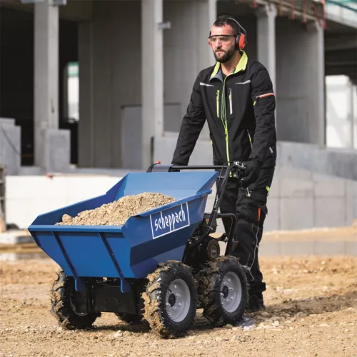 Scheppach DP 3000 - kerekes 4 x 4 meghajtású minidömper mechanikus billenéssel és 300 kg-os terheléssel 