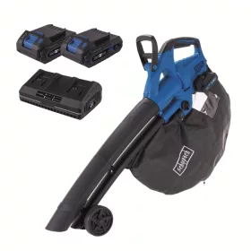   Scheppach BC-BLV720-X-SET S2 2x20V IXES akkus lombszívó/-fúvó 4 az 1-ben (2 db 2Ah akkuval és 2,4A dupla töltővel)