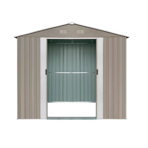 Riwall PRO RMSA 6x8 Brown fém kerti tároló 2,4 x 1,7 m nyeregtetővel (barna)