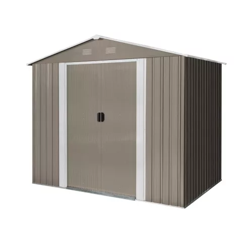 Riwall PRO RMSA 6x8 Brown fém kerti tároló 2,4 x 1,7 m nyeregtetővel (barna)