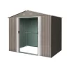 Riwall PRO RMSA 6x8 Brown fém kerti tároló 2,4 x 1,7 m nyeregtetővel (barna)