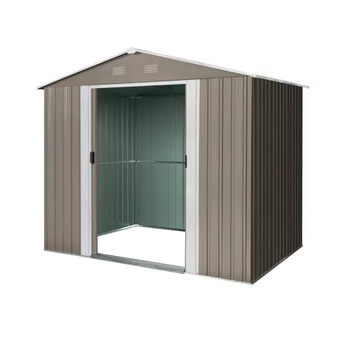 Riwall PRO RMSA 6x8 Brown fém kerti tároló 2,4 x 1,7 m nyeregtetővel (barna)