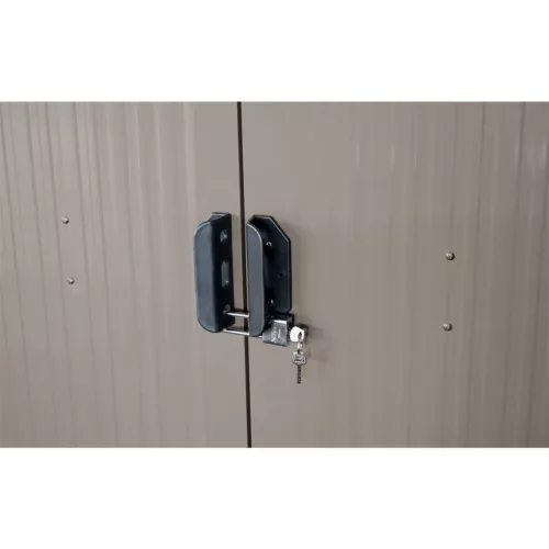 Riwall PRO RMSA 6x8 Brown fém kerti tároló 2,4 x 1,7 m nyeregtetővel (barna)