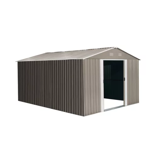 Riwall PRO RMSA 12x10 Brown fém kerti tároló 3 x 3,7 m nyeregtetővel (barna)