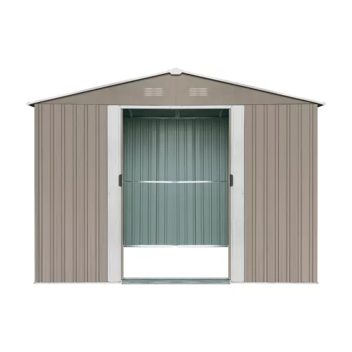 Riwall PRO RMSA 12x10 Brown fém kerti tároló 3 x 3,7 m nyeregtetővel (barna)