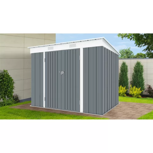 Riwall PRO RMSP 6x8 antracit fém kerti tároló 2,4 x 1,8 m lapostetővel (antracit)
