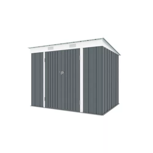 Riwall PRO RMSP 6x8 antracit fém kerti tároló 2,4 x 1,8 m lapostetővel (antracit)