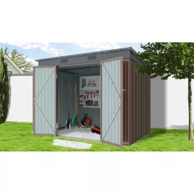   Riwall PRO RMSP 6x8 brown fém kerti tároló 2,4 x 1,8 m lapostetővel (barna)
