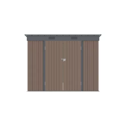 Riwall PRO RMSP 6x8 brown fém kerti tároló 2,4 x 1,8 m lapostetővel (barna)