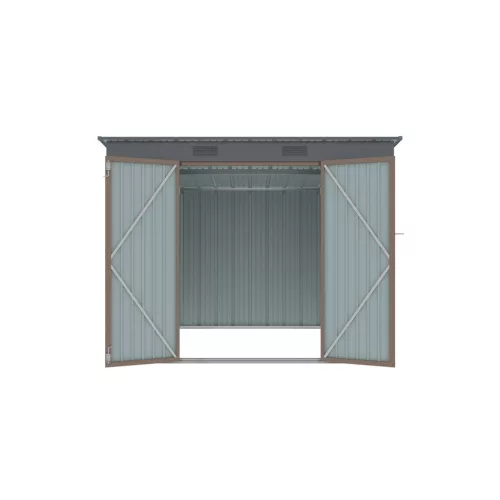 Riwall PRO RMSP 6x8 brown fém kerti tároló 2,4 x 1,8 m lapostetővel (barna)