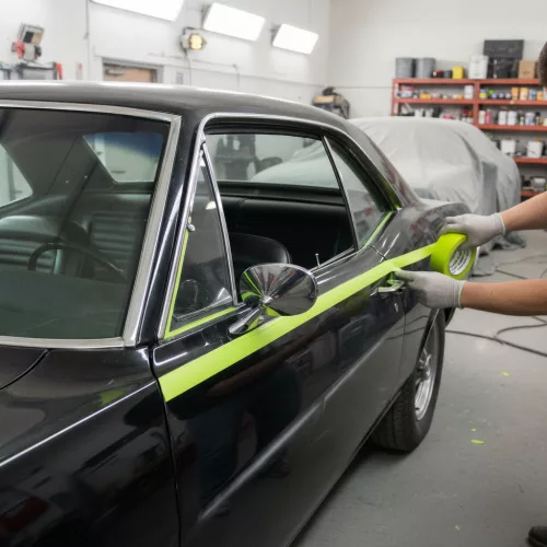 Maszkolószalag - vízbázisú - 50 m x 24 mm - sárgászöld - autóipari, hőálló