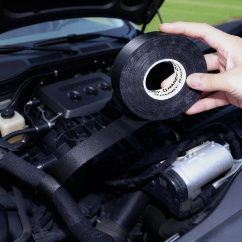 Öntapadós textil szalag - kábelkorbácsokhoz - 25 m x 19 x 0,2 mm - fekete