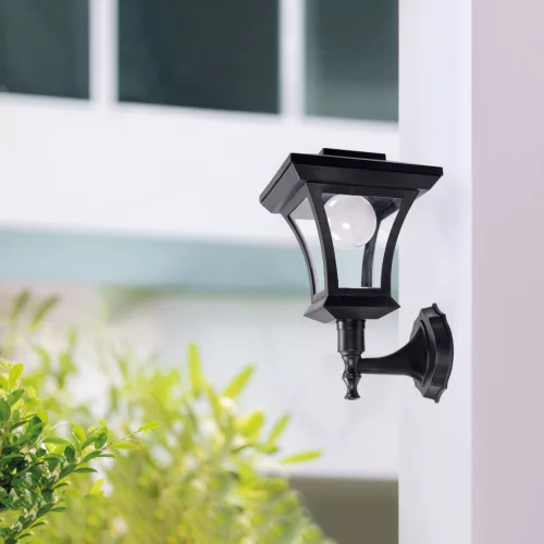 LED-es szolár lámpa - fali - 21 x 21 cm - 8 LED - fekete - melegfehér