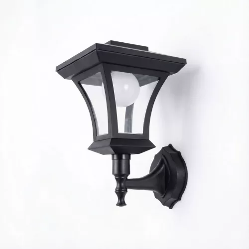 LED-es szolár lámpa - fali - 21 x 21 cm - 8 LED - fekete - melegfehér