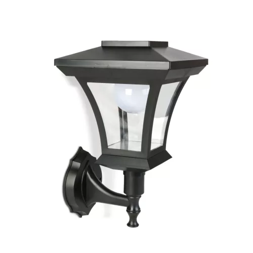 LED-es szolár lámpa - fali - 21 x 21 cm - 8 LED - fekete - melegfehér