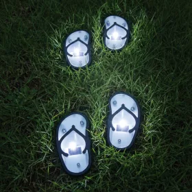   Leszúrható szolár lámpa - strandpapucs - hidegfehér - 12,7 x 8,5 cm