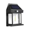 Szolár mozgásérzékelős fali lámpa - 1 filament LED - fekete - 12 x 6 x 17 cm