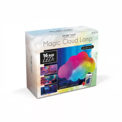 Varázs felhő lámpa - 16 RGB LED - 3 x AAA - 25 x 20 x 15 cm