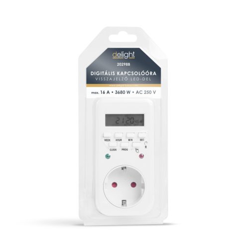 Digitális kapcsolóóra - visszajelző LED-del - 250V - 16A