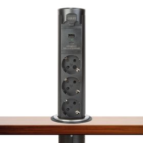   Motoros rejtett elosztó - "Touchcontrol" - 3-as + USB + Type-C - fekete