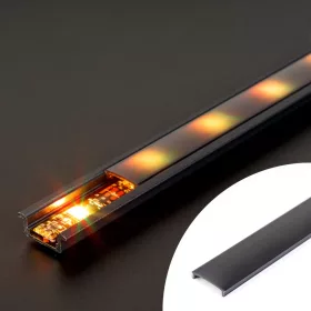   LED aluminium profil takaró búra - fekete - 2000 mm (41011A2-höz)