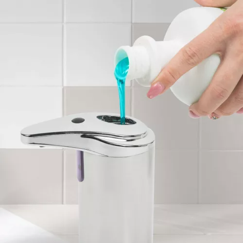 Automata szappanadagoló - 220 ml - álló - elemes - króm
