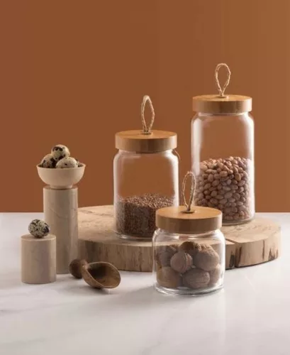Tároló üveg bambusz tetővel Woody 575ml 43573/1113281