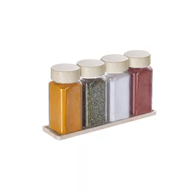 Üveg Fűszertartó szett 4 db-os tartóval 140ml S-724