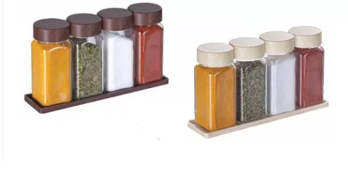 Üveg Fűszertartó szett 4 db-os tartóval 140ml S-724