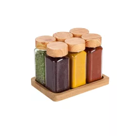 Üveg Fűszertartó szett 6db tartóval 140 ml S-726