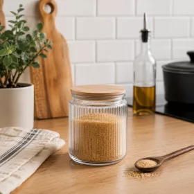 Üveg Élelmiszertároló bambusz tetővel 1000ml S-2081