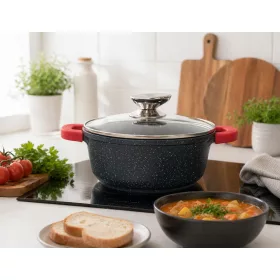   Lábas márvány bevonat 2,2L üveg fedővel Happy Cooking RS-1197