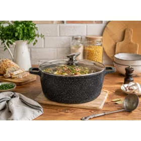   Lábas márvány bevonat 6L üveg fedővel Happy Cooking RS-1199