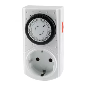   GAO 0760S mechanikus beltéri időzítő óra, manuális bekapcsolási lehetőség, 30 perces intervallumok, naponta ismétlődő kapcsolások, 250 V