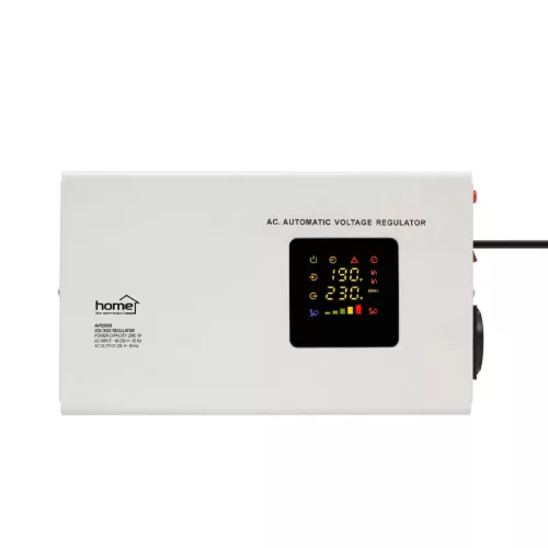 HOME AVR2000S feszültségstabilizátor, 2000VA, automatikus működés, vékony kivitel, falra szerelhető, színes digitális kijelző, teljeskör