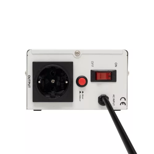 HOME AVR500S feszültségstabilizátor, 500VA, automatikus működés, vékony kivitel, falra szerelhető, színes digitális kijelző, teljeskörű 