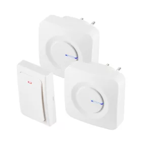   HOME DBKS1001AC vezeték és elem nélküli csengő készlet, 1x nyomógomb + 2x csengő, 100m hatótáv, 36 dallam, szabályozható hangerő, IP44, 
