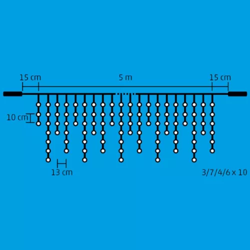 Home DLFJ 200F/WW LED-es sziporkázó fényfüggöny, 5 m / 200 db melegfehér LED, állófényű, fehér vezeték, sorolható, kül- és beltéri kivit